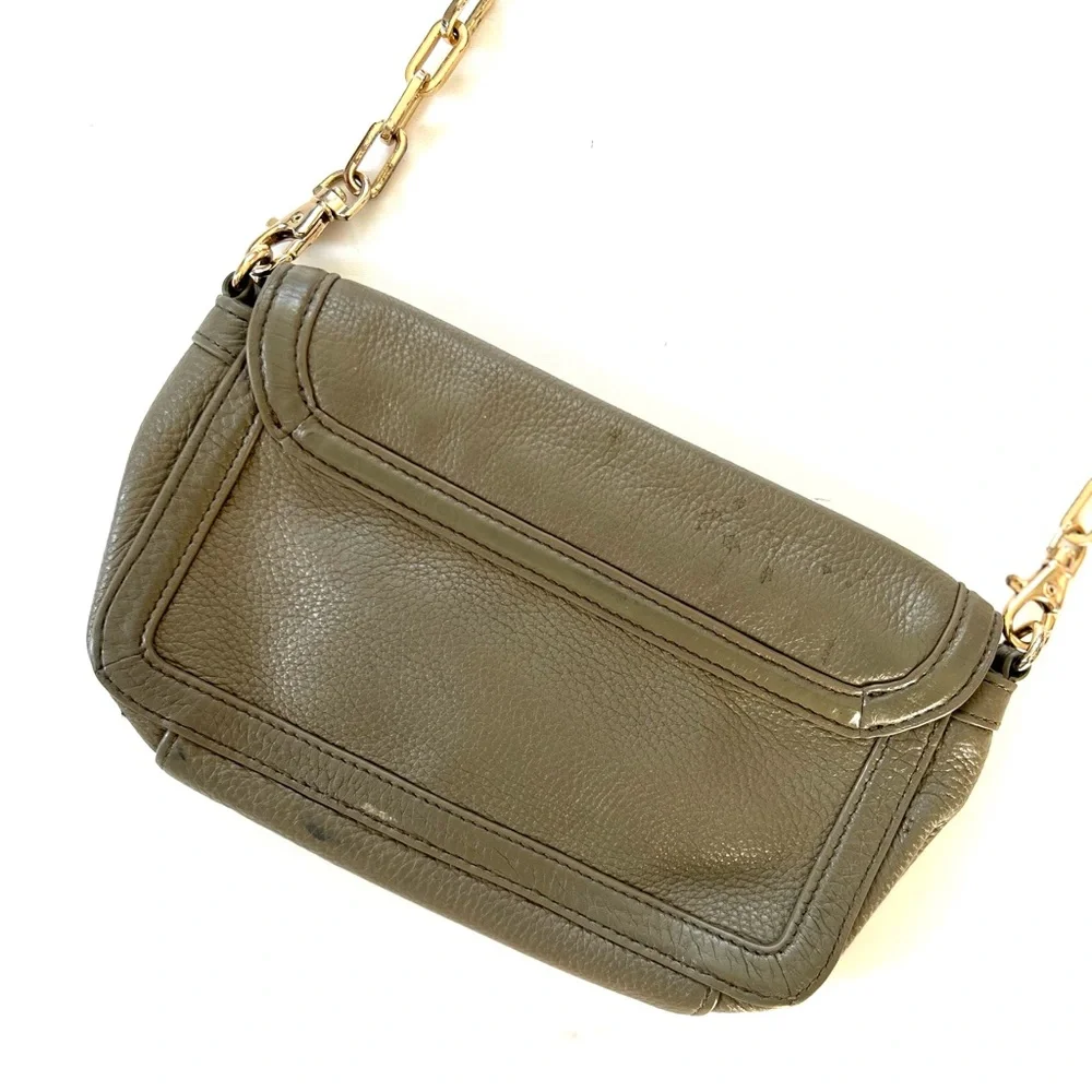 Tory Burch Thunderstorm Sage Green Genuine Leather Mini Amanda Crossbody Bag